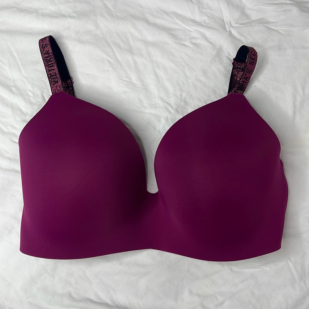Victoria secret pink purple 36ddd bra wireless logo